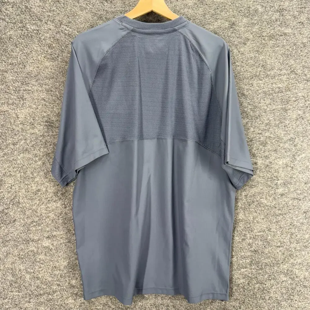 New Adidas Activewear T-Shirt Men L Large Gray Zipper Short Sleeve Crew Neck